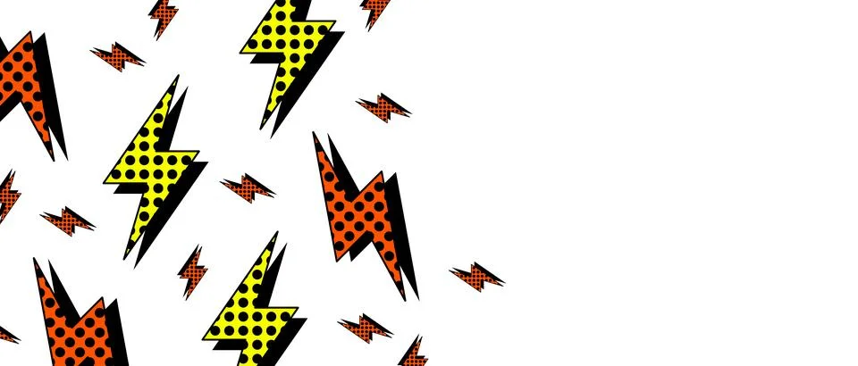 Lightning or energy sign pattern in retro style on white background.  스톡 일러스트