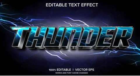 Lightning or thunder 3d vector text effect with modern style design Stock Illustration