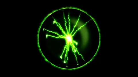 Lightning Orb - Loop, Green Stock Footage 34203629