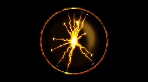 Lightning Orb - Loop, Orange Stock Footage 34203980