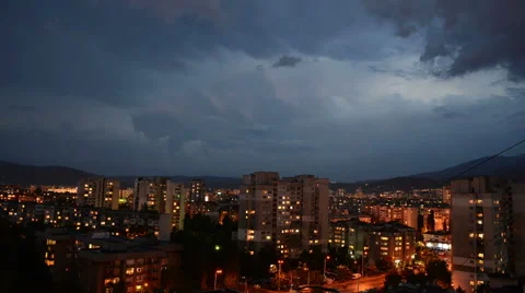 Lightning over the City Stock Footage