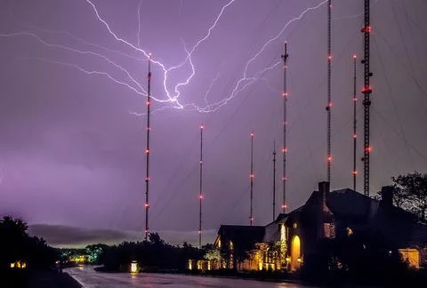 Lightning over house Stock Photos