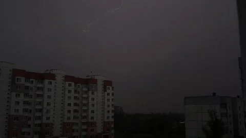 Lightning over the house slow motion Stock Footage 210036580