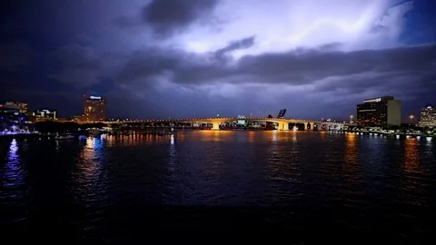 Lightning over Jacksonville Stock Footage 107954582