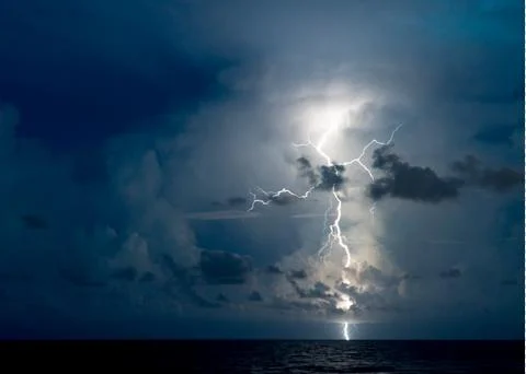 Lightning Over Ocean Stock Photos