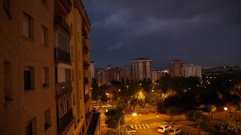 Lightning over Pamplona, Spain Stock Footage 112309112