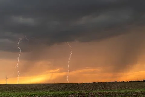 Lightning over Plains Stock Photos