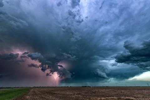 Lightning over Plains Stock Photos