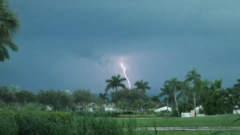 Lightning Over Residential Community Stock Footage 318315114