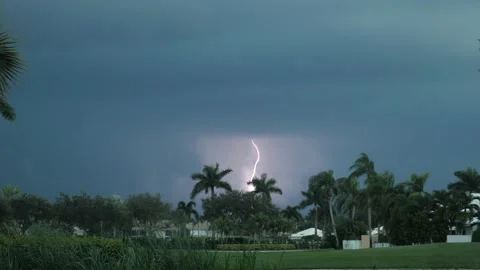 Lightning Over Residential Community Stock Footage 318315137