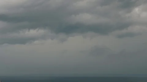 Lightning over the sea with dark clouds. Sea storm Stock Footage 94671684