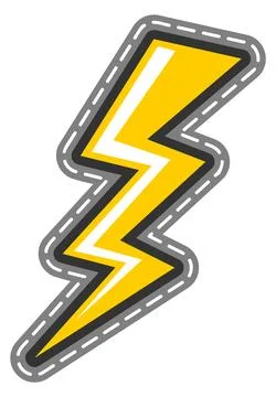 Lightning patch. Funny comic print symbol sticker Stock Illustration