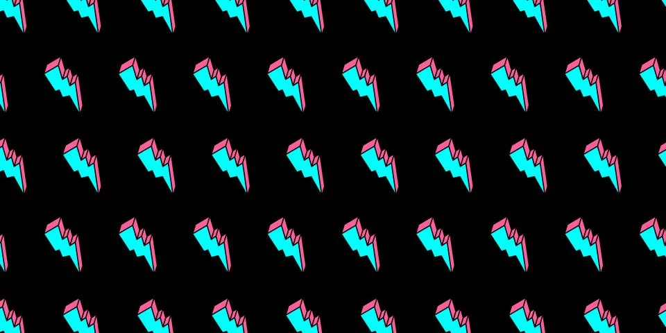 Lightning pattern on backdrop. Cartoon thunderbolt 80s-90s in comic style. Trend 스톡 일러스트
