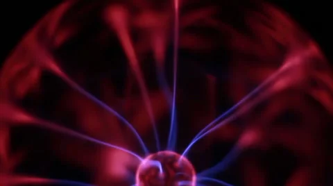 Lightning plasma ball close up on black background. 50 fps Stock Footage 67534526
