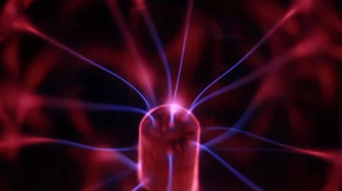 Lightning plasma ball close up on black background. 50 fps Video stock 67536516