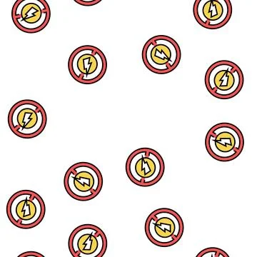 Lightning prohibition sign vector seamless pattern Stock Illustration