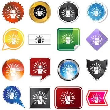 Lightning punch icon set Stock Illustration