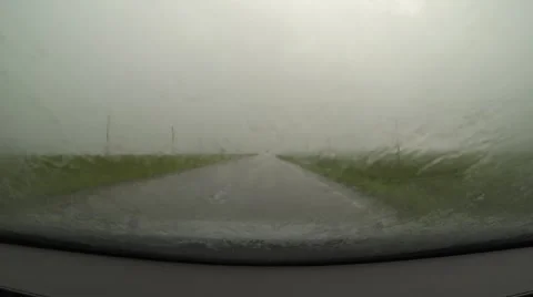 Lightning in the rain from car window Stock Footage 40840033