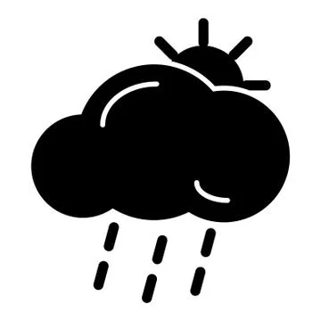 Lightning rain cloud sun meteo icon Stock Illustration