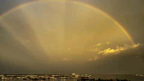 Lightning Rainbow Thunderstorm-02 H265-444 Rec.2020F 4KUHD 30 UHQ Video stock 204084989