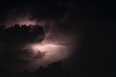 Lightning in the rainstorm at night Foto stock