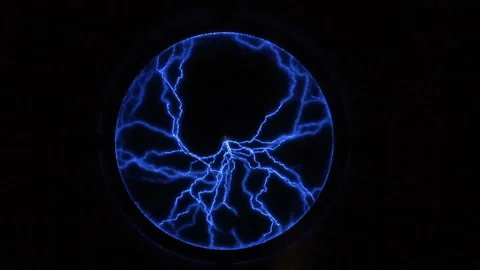 Lightning rays of the Tesla installation. abstract round glow of blue color Stock Footage 86048517