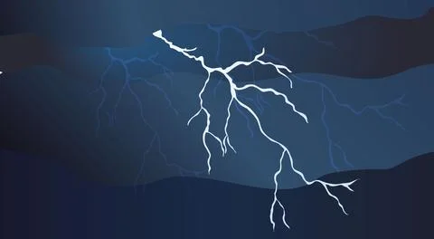 Lightning with reflection in dark sky in paper style Illustrazione stock