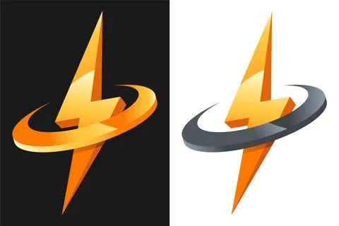 Lightning with ring around - logo, sign, symbol Stock Illustration