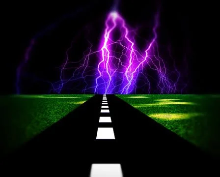 Lightning Road Stock Illustration
