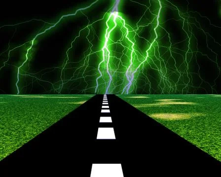 Lightning Road Stock Illustration
