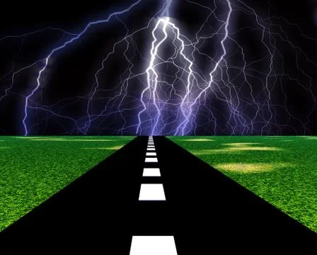 Lightning Road Stock Illustration