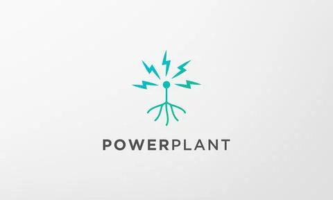Lightning root tree logo in a modern and minimal shape Stock Illustration