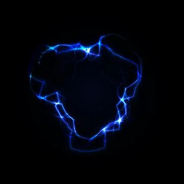 Lightning round frame. Blue plasma magical portal. Vector illustration. Stock Illustration