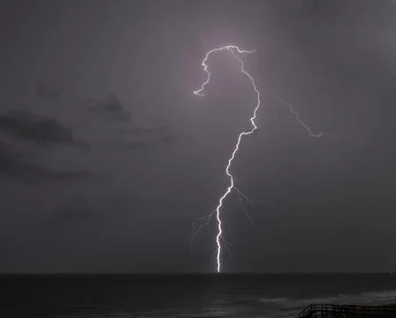 Lightning at sea Stock Photos