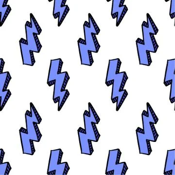 Lightning seamless doodle pattern, vector illustration Stock Illustration