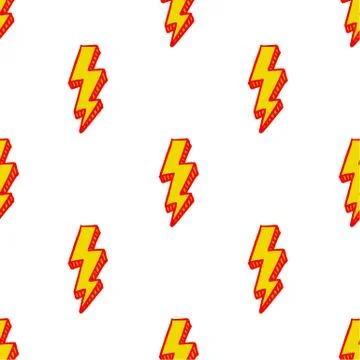 Lightning seamless doodle pattern, vector hand draw illustration Stock Illustration