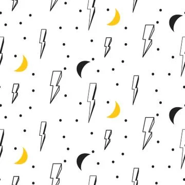 Lightning seamless pattern. Black and white hipster pop art background 스톡 일러스트