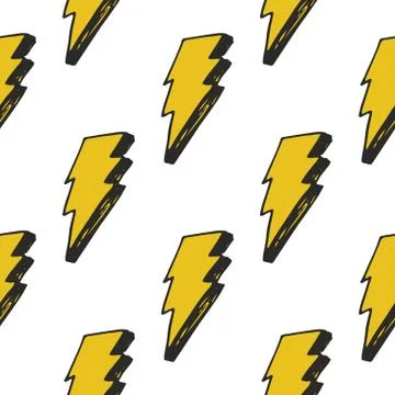 Lightning seamless pattern vector illustration. Hand drawn sketched doodle li Stock Illustration