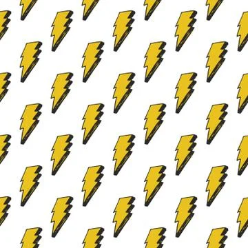 Lightning seamless pattern vector illustration. Hand drawn sketched doodle li Stock Illustration