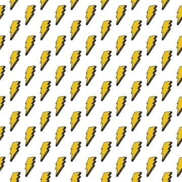 Lightning seamless pattern vector illustration. Hand drawn sketched doodle li Stock Illustration