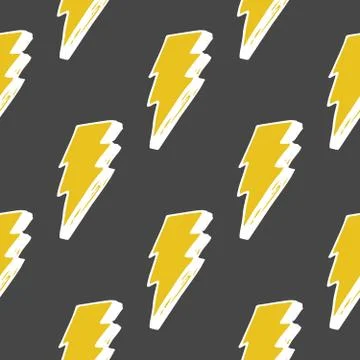 Lightning seamless pattern vector illustration. Hand drawn sketched doodle li Stock Illustration