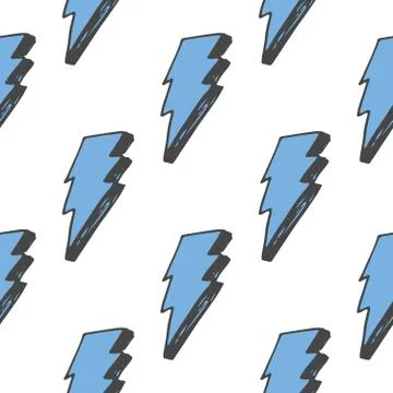 Lightning seamless pattern vector illustration. Hand drawn sketched doodle li Stock Illustration