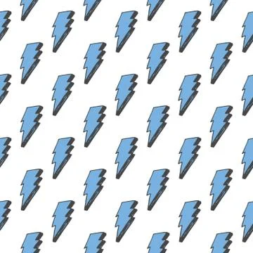 Lightning seamless pattern vector illustration. Hand drawn sketched doodle li Stock Illustration