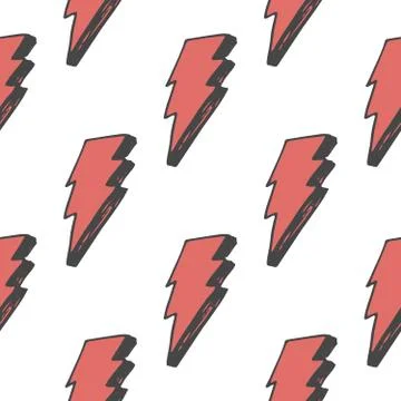 Lightning seamless pattern vector illustration. Hand drawn sketched doodle li Stock Illustration