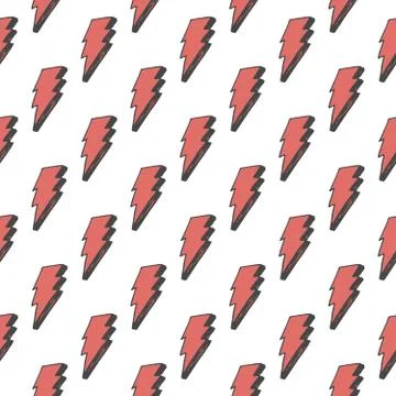 Lightning seamless pattern vector illustration. Hand drawn sketched doodle li Stock Illustration