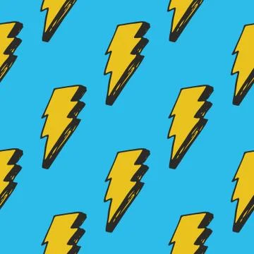 Lightning seamless pattern vector illustration. Hand drawn sketched doodle li Illustrazione stock