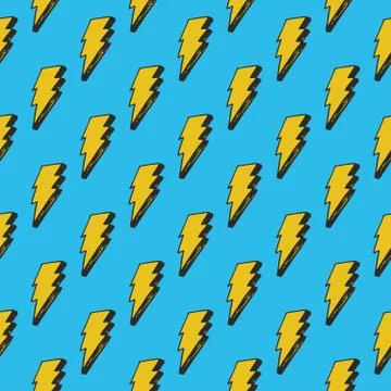 Lightning seamless pattern vector illustration. Hand drawn sketched doodle li 스톡 일러스트