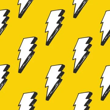 Lightning seamless pattern vector illustration. Hand drawn sketched doodle li Stock Illustration