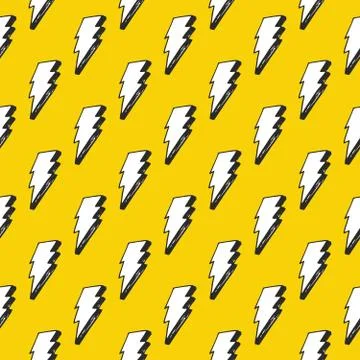 Lightning seamless pattern vector illustration. Hand drawn sketched doodle li Stock Illustration