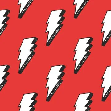 Lightning seamless pattern vector illustration. Hand drawn sketched doodle li Stock Illustration